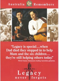 Poster, Australia Remembers. Legacy never forgets, 1995