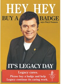 Poster, Hey Hey Buy a Badge, It's Legacy Day, 1996