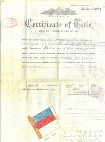 Certificate - Title Deed, Certificate of Title under the "Transfer of Land Act 1890"
