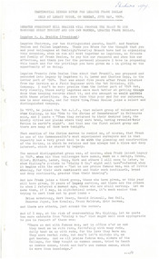 Document - Speech, Testimonial Dinner given for Legatee Frank Doolan held at Legacy House, on Monday 27th May 1974, 1974