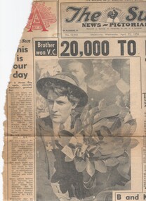 Newspaper - Article, The Sun News Pictorial, Brother won VC, 1956