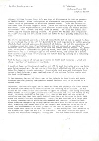 Letter, Colonel W. Donovan Joynt, V.C