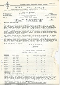 Journal - Newsletter, Legacy Newsletter 1967-1969 (For the members of the Melbourne Legacy Widows' Club), 1966 to 1969