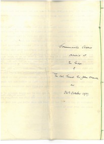 Document - Eulogy, Commemorative address delivered at the grave of the Late General Sir John Monash on 24 October 1937, 1937
