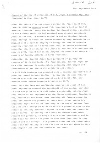 Document, Resume of history of formation of W.D. Joynt & Company Pty. Ltd