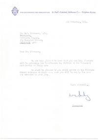 Letter, St Paul's Cathedral, 1970