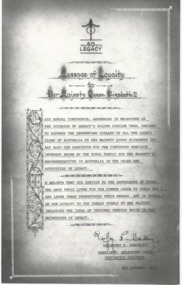Photograph, Legacy 50th Anniversary - Message of Loyalty to Queen Elizabeth II, 1973
