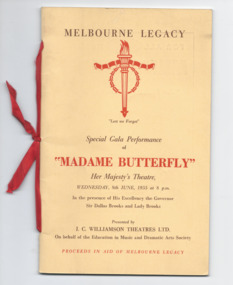 Programme - Document, programme, Special Gala Performance of 'Madame Butterfly', 1955