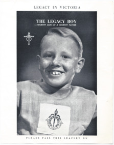 Pamphlet - Document, brochure, The Legacy Boy - worthy son of a worthy father, 1960