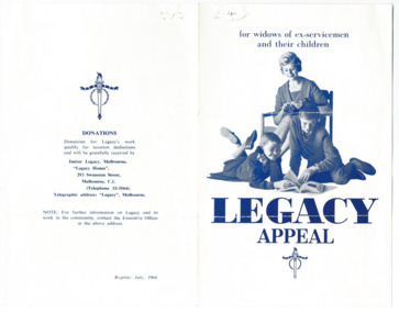 Pamphlet - Document, brochure, Legacy Appeal - for widows of ex-servicemen and their children, 1964