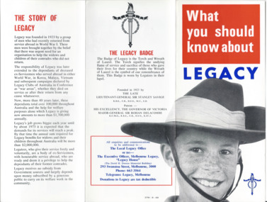 Pamphlet, What you should know about Legacy, 1968