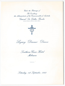Programme - Menu card, Legacy Dinner Dance, 1962