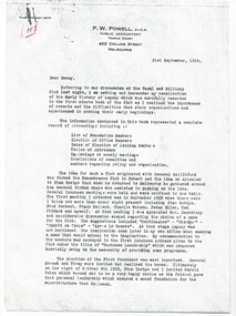 Letter, (H3) Early History of Legacy from Legatee Powell, 1928