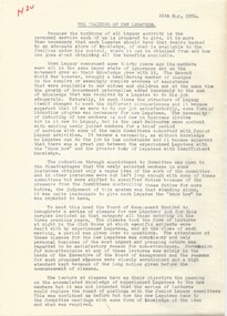 Document, The training of new Legatees. 26 May 1954 (H20), 1954