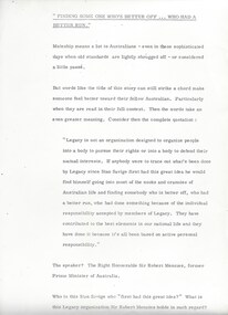 Document - Speech, Finding Some One Who's Better Off . . Who had a better run. (H63), 1967