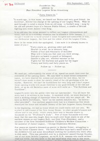 Document - Speech, 'Forty Years On' Foundation Day 1967 address by Past President Brian Armstrong (H30), 1967