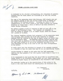 Document, Presidents' Fund Origin - Howard and Georgina Berry Trust, 1966-1981
