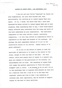 Document - Speech, Launch of Legacy Week - 3rd September 1990 - Speech by Sir John Young, 1990