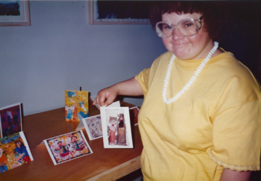 Photograph, JL artwork on Christmas cards, 1989