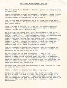 Document, Gallipoli's 'Lone Pine' Lives On