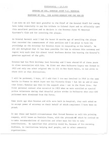 Document - Speech, Opening of Col.Donovan Joynt V.C. Memorial:  response by Col. Sir Alfred Kemsley KBE CMG MSM ED