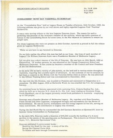 Document, Comradeship 'Boys' say 'Farewell to Donovan', 9/11/1989