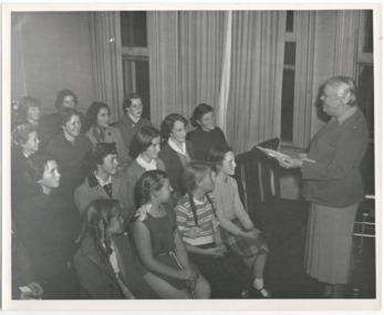 Photograph - Photo, Girls' Classes. Speech training with Miss Williams, 1954