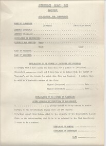 Document, Intermediate Legacy Club. Application for Membership