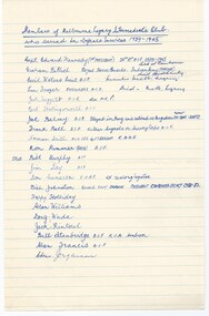 Document, Members of the Melbourne Intermediate Legacy Club who served in the Defence Services 1939-1945