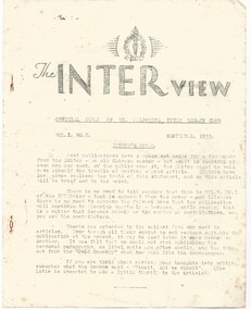 Journal - Newsletter, The Interview. Official Organ of the Melbourne Inter Legacy Club, 1933