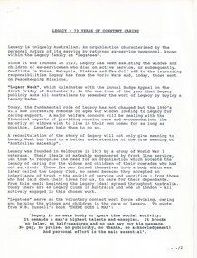 Document, Legacy - 73 Years of Constant Caring, 1996