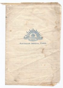 Document, Australian Imperial Force, 1918
