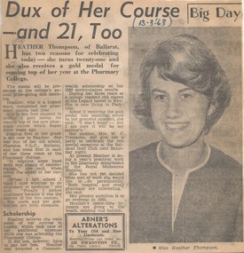 Newspaper - Document, article, Dux of Her Course - and 21, Too, 1959