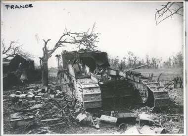 Photograph - Photo, Ruined Tank in France