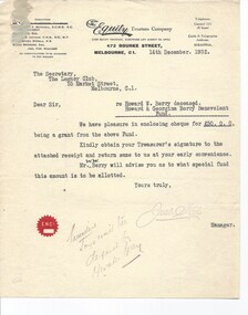 Document, President's Fund Correspondence, 1933