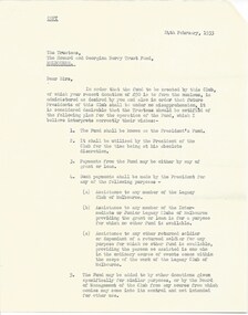 Document, The President's Fund, 1933