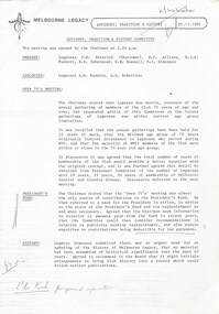 Administrative record - Document, minutes, Minutes of Advisory, Tradition & History & Archives Committee 25/11/1986, 1986