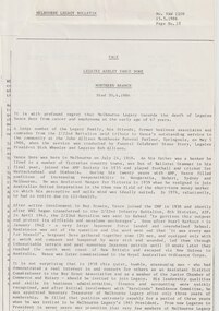 Article, Bulletin VALE Legatee Vance Dore