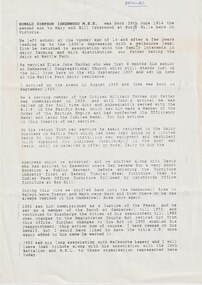 Document - Eulogy, Legatee Ronald Simpson Isherwood
