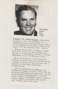 Document - Document, article, Legatee John Cooper, President 1968