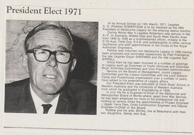 Article, Legatee Robbie Robertson, President 1971
