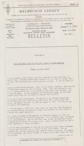 Article, Bulletin VALE Legatee William (Bill) Alfred Braidie