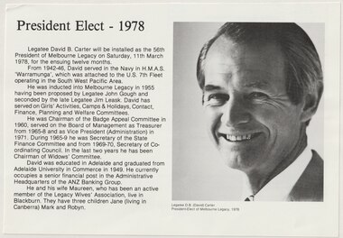 Document - Article, Legatee David B Carter, President 1978
