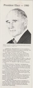 Document - Article, Legatee E K (Karl) Robertson, President 1980