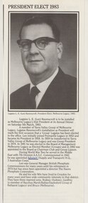 Document - Article, Legatee L E (Len) Ravenscroft, President 1983
