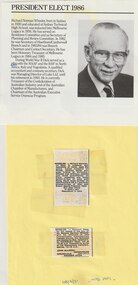 Document - Article, Legatee Richard Wheeler, President 1986