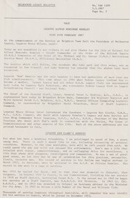 Document - Document, article, Bulletin VALE Legatee Alfred Newcombe Kemsley