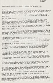Document - Speech, Bulletin Address. Legatee Kem Kemsley Tuesday 27 September 1983