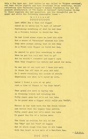 Document - Poem, Fifty Years On. A Reflection by Brian. Supplement to the Melbourne Legacy Bulletin No 2340 26.9.1978