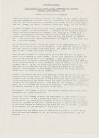 Document - Speech, Field Marshall Sir Thomas Blamey Commemorative Luncheon. Address by Legatee R T Eldridge
